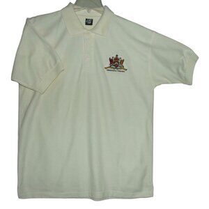 Trinidad & Tobago Polo Shirt Mens Size Large Beige Pique short sleeve Fit Rite